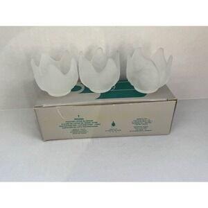 PartyLite 3 Frosted Lotus Blossom Votive Candle Holders P0290 In Original Box